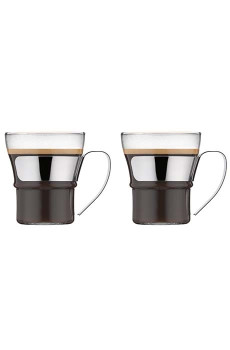 Bodum SET x 2 ASSAM Tasse verre Poignée métal 10oz/300ml