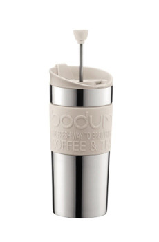 Bodum TRAVEL PRESS Mug Inox à piston isotherme Blanc 12oz/350ml