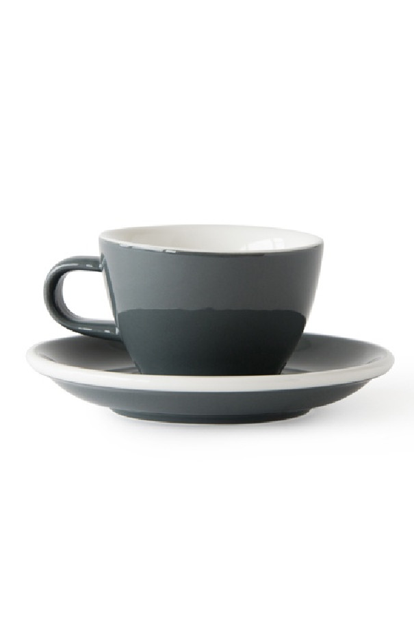 Set x 6 FLAT WHITE soucoupe porcelaine 140mm Gris Set x 6 FLAT WHITE soucoupe porcelaine 140mm Gris