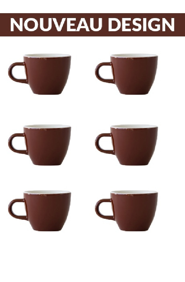 Set x 6 DEMITASSE tasse porcelaine 70ml Marron