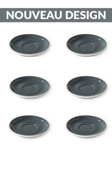 Set x 6 soucoupes porcelaine 110mm Gris