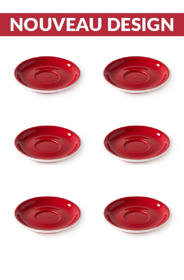 Set x 6 soucoupes porcelaine 110mm Rouge