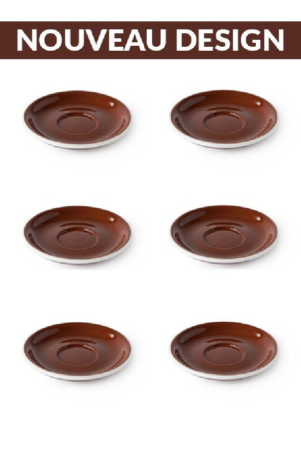 Set x 6 soucoupes porcelaine 110mm Marron