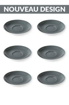 Set x 6 FLAT WHITE soucoupe porcelaine 140mm Gris