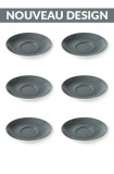 Set x 6 FLAT WHITE soucoupe porcelaine 140mm Gris