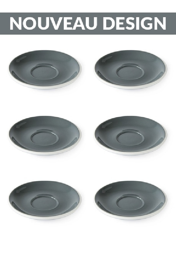 Set x 6 FLAT WHITE soucoupe porcelaine 140mm Gris