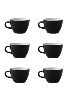 Set x 6 FLAT WHITE tasse porcelaine 150ml Noir