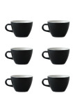 Set x 6 FLAT WHITE tasse porcelaine 150ml Noir