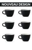 Set x 6 FLAT WHITE tasse porcelaine 150ml Noir