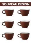 Set x 6 FLAT WHITE tasse porcelaine 150ml Marron