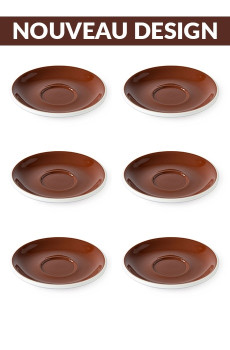 Set x 6 soucoupes porcelaine 140mm Marron