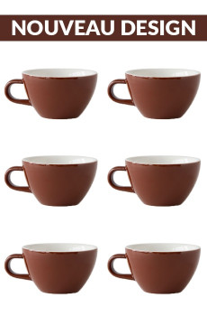 Set x 6 CAPPUCCINO tasse porcelaine 190ml Marron