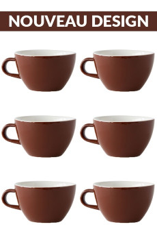 Set x 6 LATTE tasse porcelaine 280ml Marron