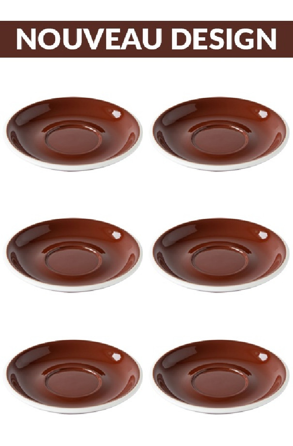 Set x 6 soucoupes porcelaine 150mm Marron