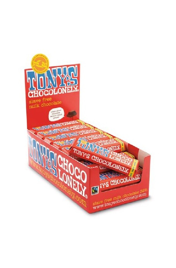 Tony's barre chocolat au lait présentoir 35x50g Tony's barre chocolat au lait présentoir 35x50g