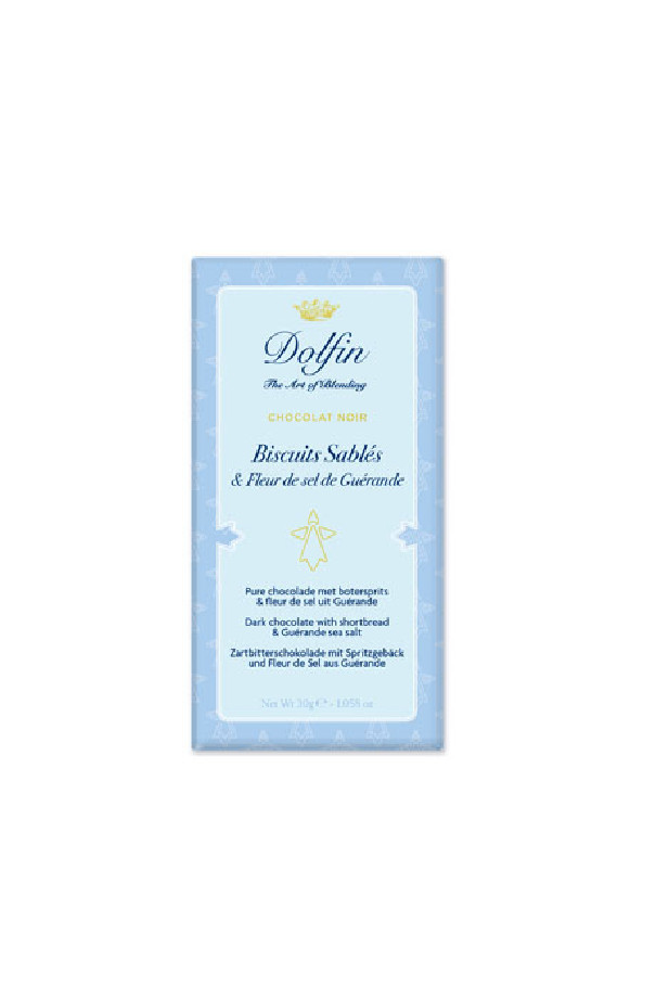 DOLFIN Chocolat noir biscuits sablés et Fleur de sel présentoir 25x30g