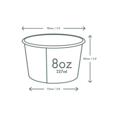 VEGWARE - POT SOUPE/GLACE PLA BLANC COMPOSTABLE 8OZ/236ML Ø90MM x50
