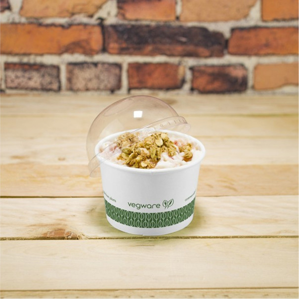 VEGWARE - COUVERCLE DOME PLA COMPOSTABLE POT SOUPE/GLACE 6-10OZ Ø90MM x50