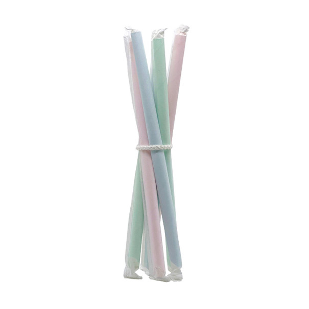 PAILLE BUBBLE TEA BISEAUTEE PAPIER PASTEL EMBALLAGE INDIVIDUEL Ø12 L.260 MM x200