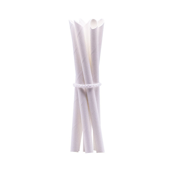 PAILLE BUBBLE TEA BISEAUTEE PAPIER BLANC Ø12MM L.200 MM x200