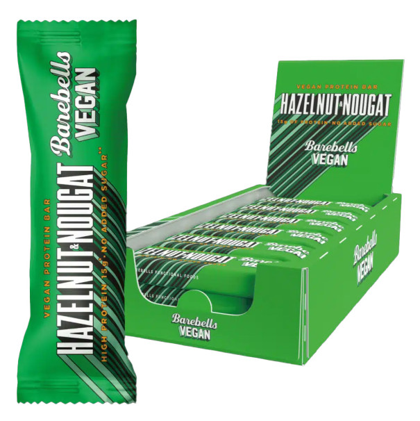 BAREBELLS - VEGAN PROTEIN BARRES HAZELNUT NOUGAT 54G x12