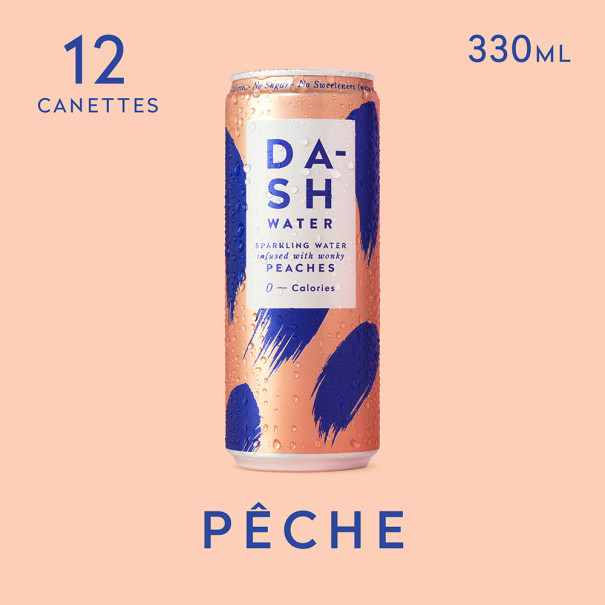 DASH - EAU PETILLANTE PECHE CANETTE ALU 330ML x12 DASH - EAU PETILLANTE PECHE CANETTE ALU 330ML x12