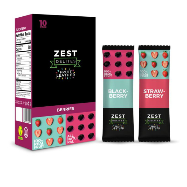Zest Delites - Barres de fruit fraise et mûre pack de 10