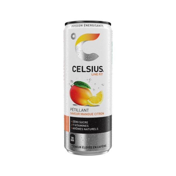 Celsius - Boisson énergisante mangue citron canette alu 335ml x12