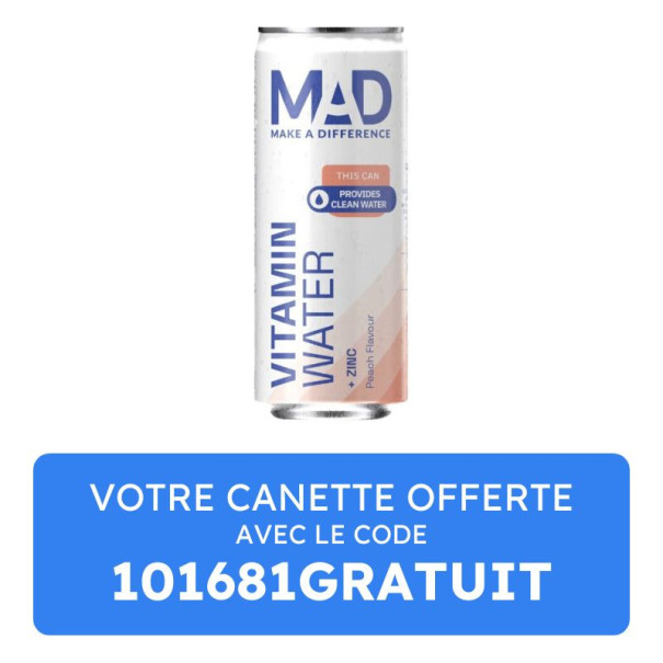 MAD - Eau vitaminée enrichie en zinc saveur pêche 330ml x1