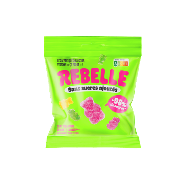 Rebelle - Bonbons oursons acidulés sans sucres vegan 50g x12