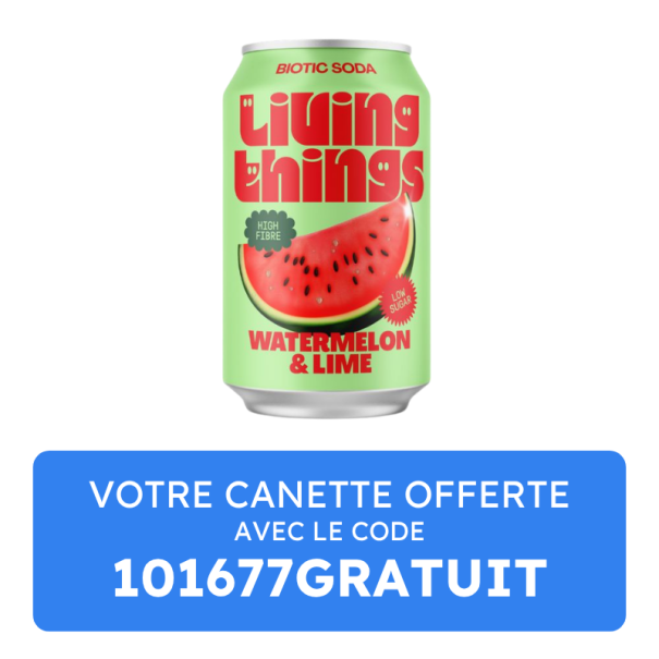 LIVING THINGS - SODA PREBIOTIQUE PETILLANT PASTEQUE CITRON VERT 330ML x1
