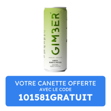 Gimber - Boisson pétillante focus gingembre mangue matcha canette 250ml x1 bio
