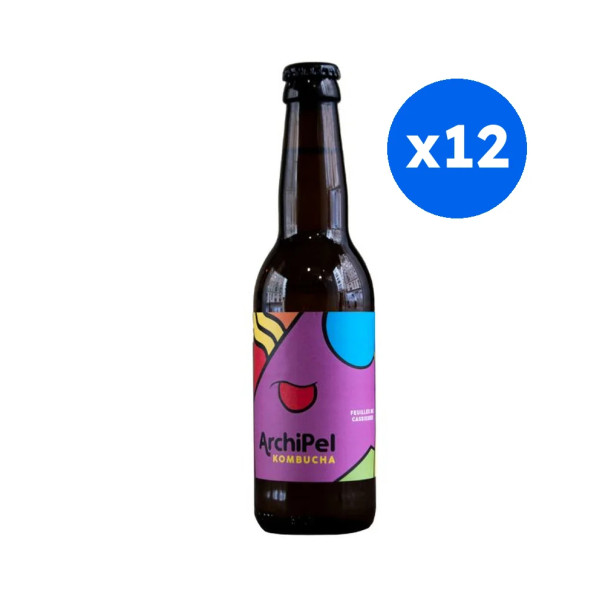 ARCHIPEL - KOMBUCHA FEUILLES DE CASSIS BOUTEILLE VERRE 330ML x12 BIO