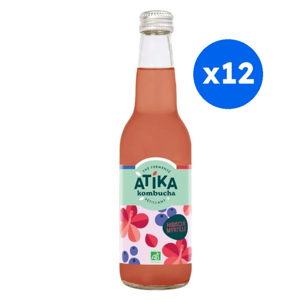 ATIKA - KOMBUCHA HIBISCUS MYRTILLE 330ML x12 BIO