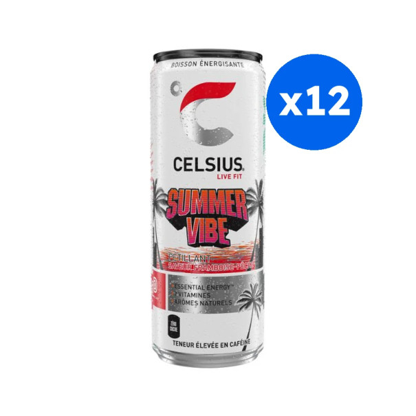 CELSIUS - BOISSON ENERGISANTE SUMMER VIBE CANETTE ALU 355ML x12