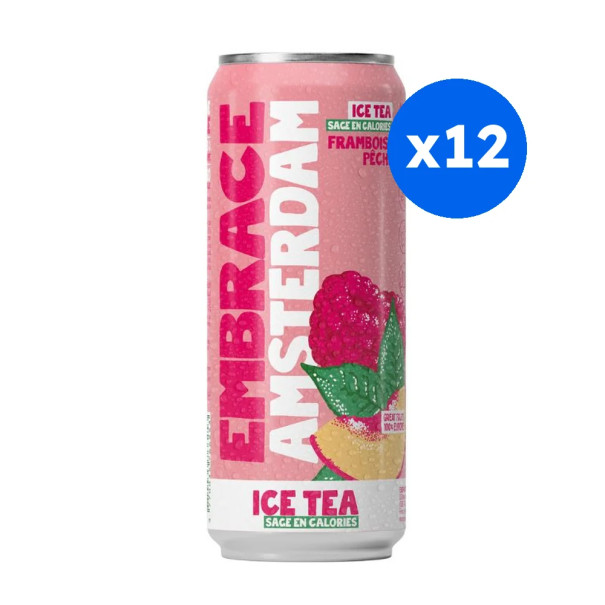 EMBRACE - THE GLACE AMSTERDAM THE NOIR FRAMBOISE PECHE CANETTE 330ML x12