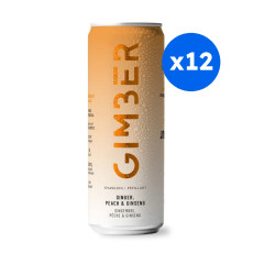 GIMBER - BOISSON PETILLANTE ENERGIE GINGER PECHE GINSENG CANETTE 250ML X12 BIO