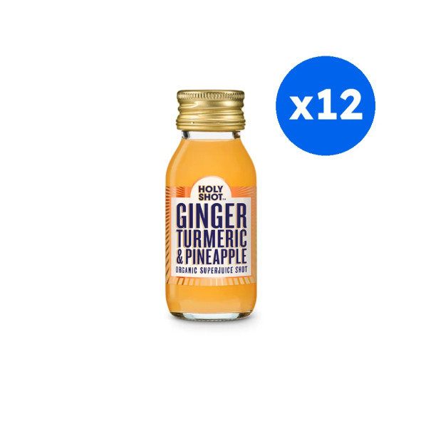 HOLYSHOT - SHOT JUS GINGER TURMERIC PINEAPPLE BOUTEILLE VERRE 60ML x12 BIO