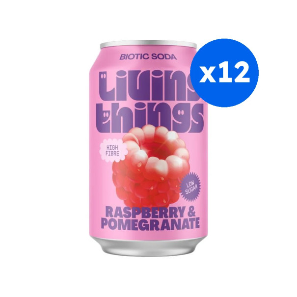 LIVING THINGS - SODA PREBIOTIQUE PETILLANT FRAMBOISE GRENADE 330ML x12
