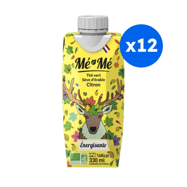ME-ME - ENERGISANTE THE VERT MATCHA SEVE D’ERABLE CITRON 330ML x12 BIO