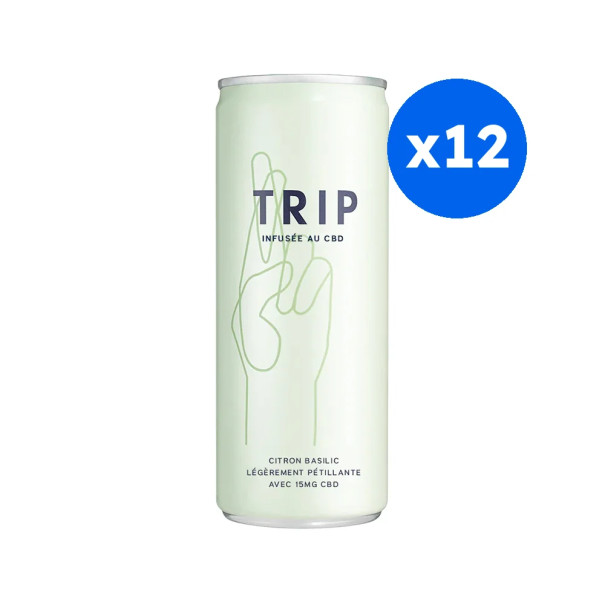 TRIP - EAU PETILLANTE CITRON BASILIC INFUSION CBD CANETTE ALU 250ML x12
