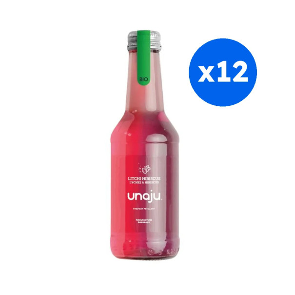 UNAJU - BOISSON PETILLANTE LITCHI HIBISCUS 250ML x12 BIO