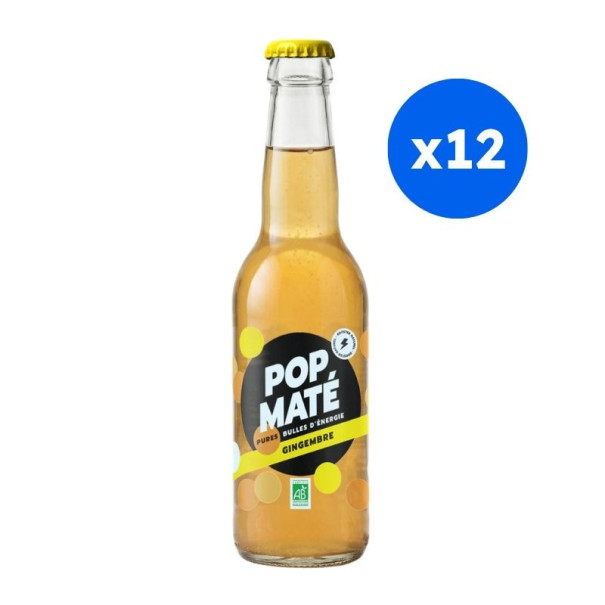 Pop Maté - Mate gingembre bouteille verre 330ml x12 Bio