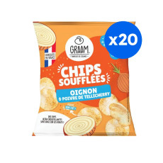 GRAAM - CHIPS SOUFFLEES OIGNON & POIVRE DE TELLICHERRY 20G x20