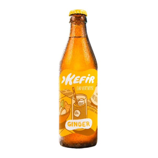 KEFIR EAU VERTUEUSE - GINGEMBRE CURCUMA BOUTEILLE VERRE 330ML x12 BIO