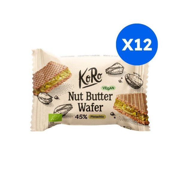 Koro - Gaufrette pistache 22g x12 Bio - Fournisseur snacking Delidrinks