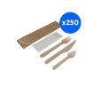 KIT COUVERT BOIS 4 EN 1 - FOURCHETTE COUTEAU CUILLERE SERVIETTE x250