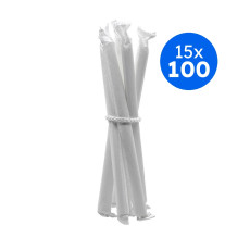 PAILLE BUBBLE TEA BISEAUTEE PAPIER BLANC EMBALLAGE INDIVIDUEL Ø12 L.200 MM x100