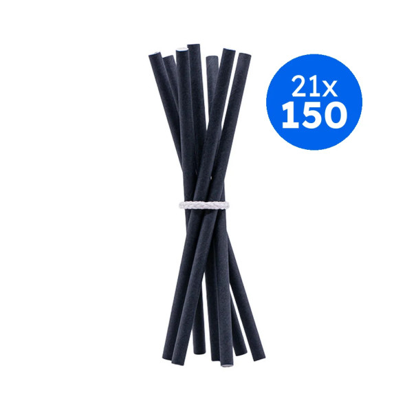 PAILLE PAPIER NOIR Ø8MM L.200 MM x150