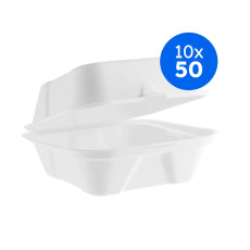VEGWARE - BOITE BURGER BAGASSE BLANC COMPOSTABLE 15x15CM x50